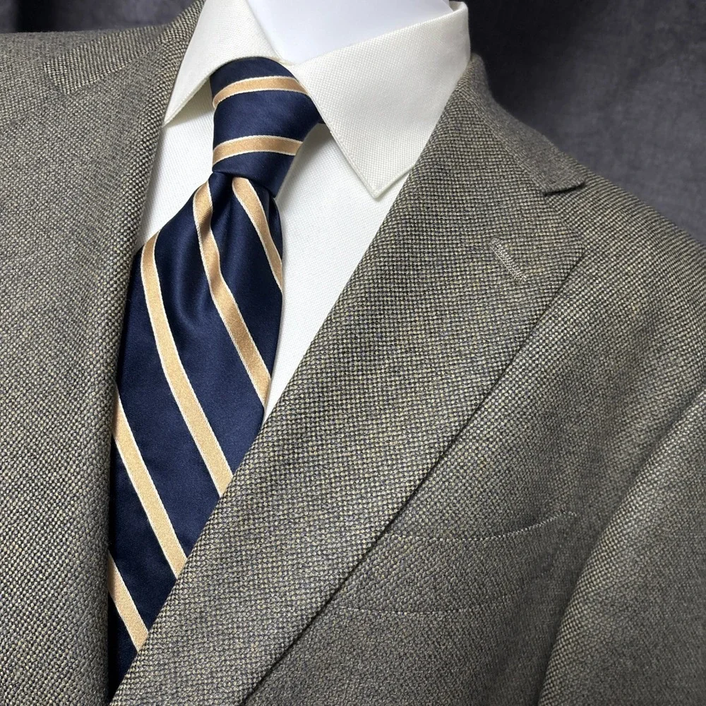 Vintage Hart Schaffner Marx Sport Coat 44R Tan Brown‎ Hopsack USA Blazer USA